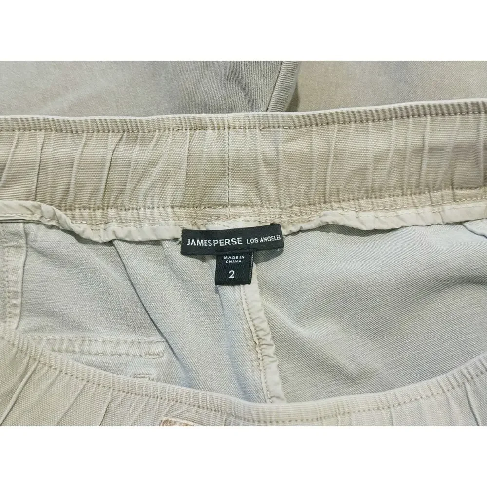 James Perse Mens Flight Pant Cropped Cotton Hemp Medium Beige Jogger Casual - Picture 4 of 7